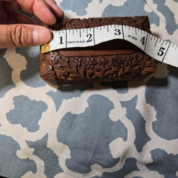 Vintage intricate hand carved inlayed nesting wood boxes - Picture 10 of 12